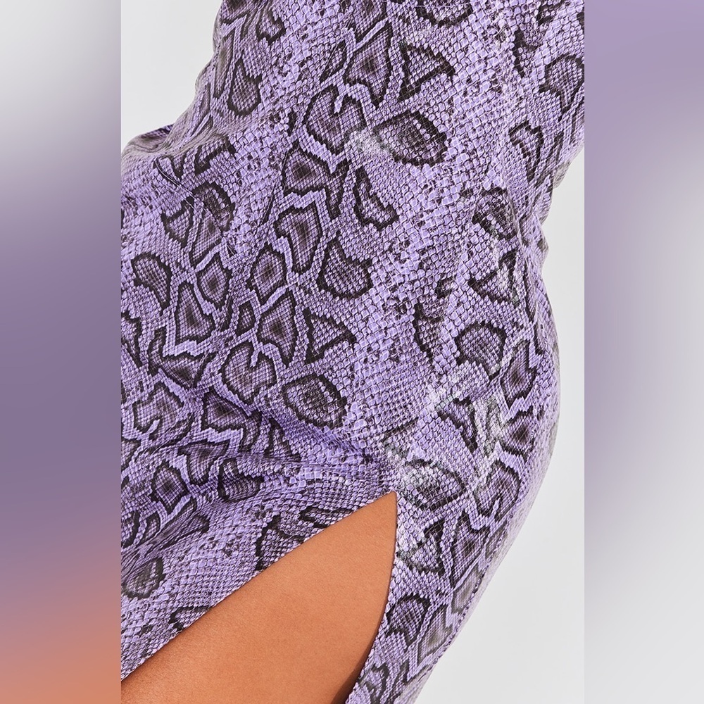 SHAPE PURPLE FAUX LEATHER SNAKE PRINT BANDEAU MINI DRESS - MEDIUM - Picture 3 of 3